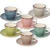 Tognana Urban Pastel, confezione 6 tazze caffè con piattino, stoneware dipinto a mano, multicolor