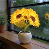 YATOSEEN Lampada Girasole LED, Lampada con Fiori Lampada da Scrivania Ornamenti Fiore Simulazione Girasole Luce Notturna con Vaso in Ceramica, per la Decorazione dell'Ufficio del Soggiorno di Casa