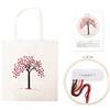 mimzemamz Kit Ricamo Punto Croce, Borsa Tote In Tela Ricamo Starter Kit con Motivo Albero, Principianti Embroidery Fatta Mano Artigianato con Cerchi da Ricamo, Istruzioni inglese, Fili Colorati e Strumento