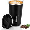Goodatech 380ml/13oz Tazza Viaggio caffè Termica in acciaio inossidabile, Senza BPA Vuoto Isolato Borraccia, Auto Bicchiere con Coperchio a Tenuta Stagna, per caffè caldo/freddo, tè e birra (Nero)
