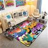 Loussiesd Tappeto stile hippie graffiti, stile hip hop, tappeto decorativo per soggiorno camera da letto, graffiti, grafica, cultura di strada, grunge, tappeto decorativo, 100 x 150 cm