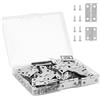 VIPMOON 70pz Cerniere Legno Piccole, Cerniera per Legno Mini Cerniere Antiche Inox con 300 Viti Cerniere per Scatole Giocattolo, Fai da Te, Mobili, Artigianato in Legno (Argento, 24x15 mm + 18x15 mm)