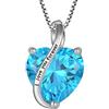 YL Collana Cuore Mamma in argento 925 conI love you forever ciondolo da donna in pietra portafortuna di marzo acquamarina