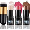 MKNZOME 3PCS Contouring Viso Stick Blush Stick Highlight Stick, MKNZOME Bastone Contorno Illuminante Viso Make Up Bronzer Stick con Pennello, Correttore Ombretto Multifunzione, Impermeabile, Trucco Longwear