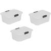 BranQ Home essential Velur - Set di 3 contenitori universali con coperchio Velur, dimensioni 8 l, in plastica PP senza BPA, trasparente