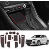 Coleya Tappetini Antiscivolo Compatibile con Audi Q3 F3 2019-2024, Tappetini in Gomma per Console Centrale, Portabicchieri, Cuciture Porta, Braccioli, Audi Q3 Accessori Tappetino per Auto (Rosso)