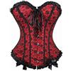 Josamogre Donna Bustino Corsetto Sexy Fiori Pizzo Nuziale Raso Lacci Burlesque Elegante Donna con g-String Taglie Forti Rosso m
