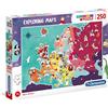 Clementoni- Exploring Maps-Great People in Europe Puzzle, 250 Pezzi, Multicolore, 29061