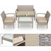 Casaria Set Lounge Poly Rattan Lounge Cuscini 5cm Idrorepellente Dinette da Giardino Salottino da Balcone Mobili da Esterno - Casaria