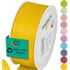 Halbach Seidenbänder Nastro regalo | larghezza 40 mm lunghezza 25 m | nastro prodotto in Germania | nastri regalo in diversi colori e larghezze, perfetto per confezionare e decorare, colore: giallo