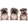 Nemesis Now Three Wise Pugs 8,5 cm, Resina, Fulvo