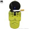 Atomic POSACENERE BICCHIERONE DA AUTO GOLD FLUO 3D SKULL + LUCE LED | IDEA REGALO FUMATORE