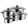 WMF Compact Cuisine Set di Pentole 5 pezzi in Acciaio Inox Cromargan dal Design Salvaspazio, Adatte a Tutti i Piani Cottura, Compresa Induzione