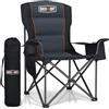 Overmont Sedia da Campeggio Pieghevole - Oversized Portatile di Schienale Completo Sedie da Pesca con Borsa Termica Portabicchieri - per Giardino Spiaggia Picnic - Caricabile Fino a 204kg