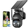 YESYAMO 2K Telecamera Wifi Esterno Senza Fili con Pannello Solare | Videocamera Sorveglianza Esterno a Batteria, 360° PTZ, Visione Notturna A Colori, Audio Bidirezionale, Allarmi Pir, 2.4GHz
