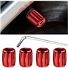 JNNJ 4 Pezzi Tappi Valvola Pneumatici, Tappi Antifurto per Pneumatici Auto Con Chiave, Metallo Cappucci Parapolvere per Pneumatici, Auto Ruota Cappuccio Antipolvere per Auto, Moto, Camion(Rosso)
