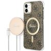 GUESS Set Custodia con caricabatterie Guess per iPhone11 6.1'' MagSafe 4G Print Marrone [GUE2281]