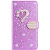 BLOTECH Portafoglio per Samsung Galaxy S10 Plus Glitter Custodia Libro Pelle con 3D Little love Wallet Flip Cover Case Porpora PU Brillantini Strass Cristallo Stand Carta Slot Lady Girl Phone Case