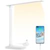 Lepro Lampada da Tavolo LED 15W, Lampada da Scrivania USB Ricaricabile, 3 Colori e 5 Livelli di Luminosità, Dimmerabile, 655LM Luce da Lettura Protezione degli Occhi per Ufficio, Camera