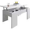 HOGAR24 ES | Tavolino da salotto sollevabile | Tavolino da salotto | Colore bianco | Dimensioni: 90 x 50 x 46 cm / 56 cm (larghezza x profondità x altezza)