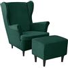 AQIGR Fodera Copripoltrona con Orecchie Elasticizzato con Copri Pouf, Rosa/Giallo/Verde Poltrona Protettiva 2 pezzi Copripoltrona 1 pezzo Copri Poggiapiedi Fodera per Cuscino Lavabile Rimovibile per Bar Sog