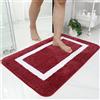 Homaxy - Tappeto da bagno antiscivolo, lavabile, in morbida microfibra a pelo lungo, 40 x 60 cm, colore: rosso vino