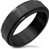 ZENSE - Anello girevole da uomo in nero opaco ZR0157, Misura 25 (Circonferenza 65mm)