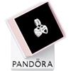 PANDORA Icons Ciondolo a forma di cuore con scritta Mother e Daughter in argento Sterling con smalto rosa scintillante