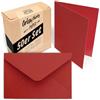 Japun - Set di 50 biglietti pieghevoli vuoti con buste, carte pieghevoli da progettare, etichettare o stampare - DIN A6 / C6 - rosso