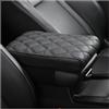 POKSRI cuscino bracciolo auto universale,Vera pelle bovina Copertura console centrale,Nero Bracciolo Box mat,Schiuma memoria Vera pelle mucca,Cuscino poggiabraccio consolle(sizeA 30x15x5.5cm)