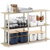 Furinno Turn-N-Tube No Tools Espositore laterale rettangolare moderno a 3 livelli, Bauhaus Quercia/Beige