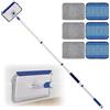 Qaestfy Pulitore per Battiscopa con Manico 152cm Scopa Mocio Lavapavimenti Mop Lavavetri Telescopico per Pulizia con 6 Tamponi Riutilizzabili Pulitore per Pareti
