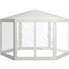 Outsunny Gazebo da Giardino Esagonale con Doppio Ingresso, in Metallo e Poliestere, 3.94x3.94x2.5 m, Crema|Aosom