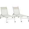 Outsunny Chaise Longue Lettino Prendisole in Alluminio e Poliestere, Set 2 Pezzi Beige da Giardino con 5 Livelli di Reclinazione, 55x195x30 cm|Aosom