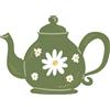 KITCHEN GOODS Teiera verde con fiori bianchi in ceramica 666 g