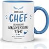 Kaffeebecher24 - Tazza con scritta orgogliosa chef di una squadra follemente fantastica - lavabile in lavastoviglie - tazza Chef divertente - regalo per Chef - tazza divertente - azzurro