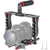 NEEWER Kit di Gabbia Fotografica in Lega di Alluminio per Produzioni Film, con Maniglia Superiore, 2 Impugnature & 2 Aste 15mm, per Reflex Digitali Videocamere Canon Sony Fujifilm Nikon (Nero/Rosso)