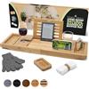 Temple Spring Vassoio da bagno estensibile per vasca da bagno con candele, bicchieri da vino, libri,supporti per iPad e telefono,vassoio da bagno regolabile in bambù sopra gli accessori vasca-Naturale
