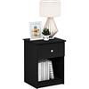 Furinno Tidur Comodino con Un cassetto, Legno ingegnerizzato, Rovere Nero, Confezione da 1