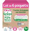Love & Green Pure Nature Pack de 198 Pannolini Ecologici non Sbiancati T5 x 33 (11-25 kg)