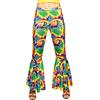 Boland 01541 - Pantaloni Hippie, 1 pezzo, taglia M / 38 per donna, pantaloni elasticizzati, gamba scoperta, anni '70, Flower Power, costume, accessori, carnevale, feste a tema