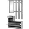 homcom Mobile da Ingresso Appendiabiti con Scarpiera e Specchio, Mensole e Cassetto, 90x22x116cm Grigio Cemento|Aosom