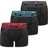 FREEGUN Boxer Uomo, Mutande Uomo, AKTIV Sport, piacevole e senza deformazione, set di 3, Nero, Blu, Grigio, Rosso, Taglie M