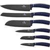 BerlingerHaus Aquamarine Set di 6 Coltelli da Cucina Professionali, Lama in Acciaio Inossidabile, Rivestimento Antiaderente, Coltello da Cuoco, Pane, Santoku, Manico Ergonomico, Design Metallic Line