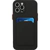 Lijc Compatibile con Custodia iPhone 13 Pro [Proteggi Schermo] con Slot per Schede Cover Ultra Slim Morbido Flessibile Silicone TPU Anti-Shock Case-Nero