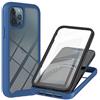 Lijc Compatibile con Custodia iPhone 12 Pro Max con PET Proteggi Schermo 360° Corpo Intero Armatura Case Ibrido Morbido TPU Silicone e Hard PC Antiurto Cover-Blu