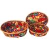 Comarco Sa Set 3 cestini ovali vimini e tessuto stampato (29x21x9 cm - 25x19x7 cm - 22x16x6 cm)