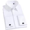 keusyoi Camicia da Uomo con Polsini alla Francese Camicia da Uomo in Cotone con Bottoni Ricoperti Slim Fit Camicie da Smoking da Uomo con Gemelli