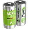 ANSMANN 2x Batterie ricaricabili stilo Baby C - 2500 mAh 1,2 V NiMH - Pila a ricarica veloce - fino a 1000 cicli di ricarica eco-friendly