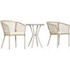 Outsunny Set da Giardino in Rattan con 2 Poltroncine con Cuscini e Tavolino da Caffè in Vetro, Khaki|Aosom